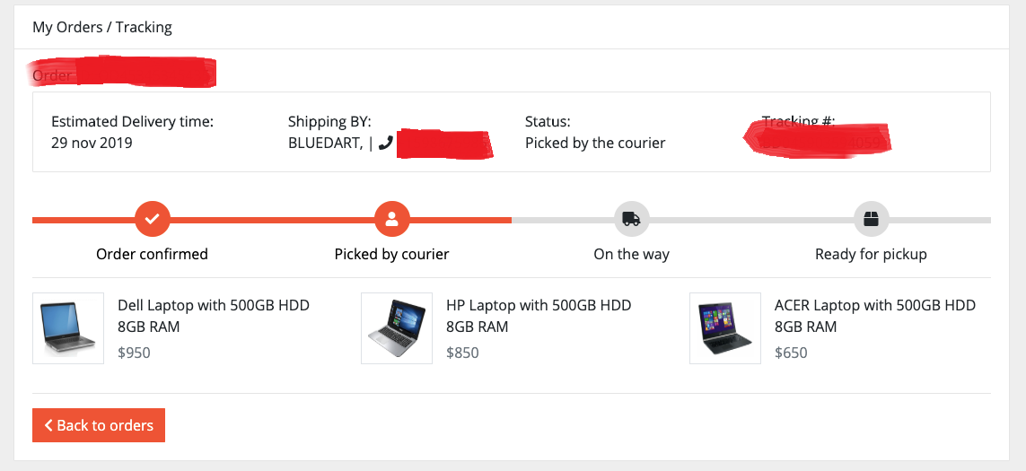 Shipping and delivery details